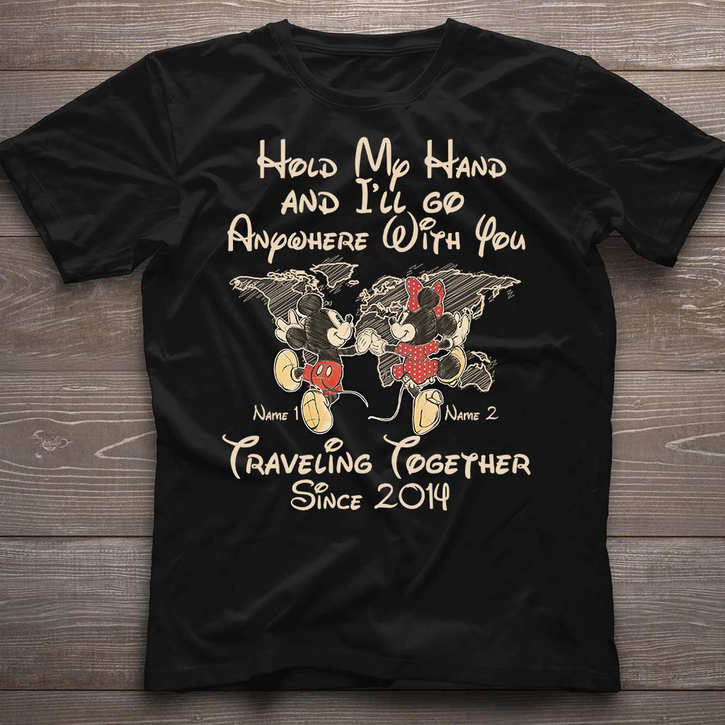 Personalized Couple T-shirt Custom Names Travel Together Gift