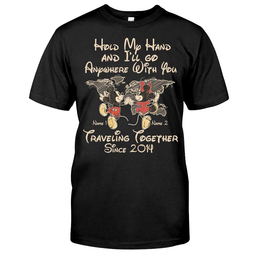 Personalized Couple T-shirt Custom Names Travel Together Gift
