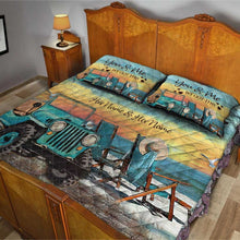 Load image into Gallery viewer, Personalized Adventure Couple Quilt Set with Custom Names for Lovebirds
