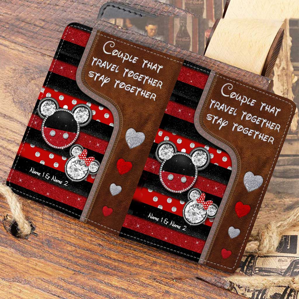 Personalized Mouse Passport Holder Custom Names Travel Gift for Couples