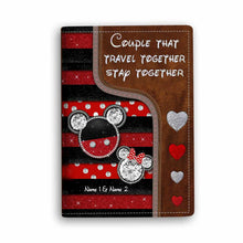 Load image into Gallery viewer, Personalized Mouse Passport Holder Custom Names Travel Gift for Couples
