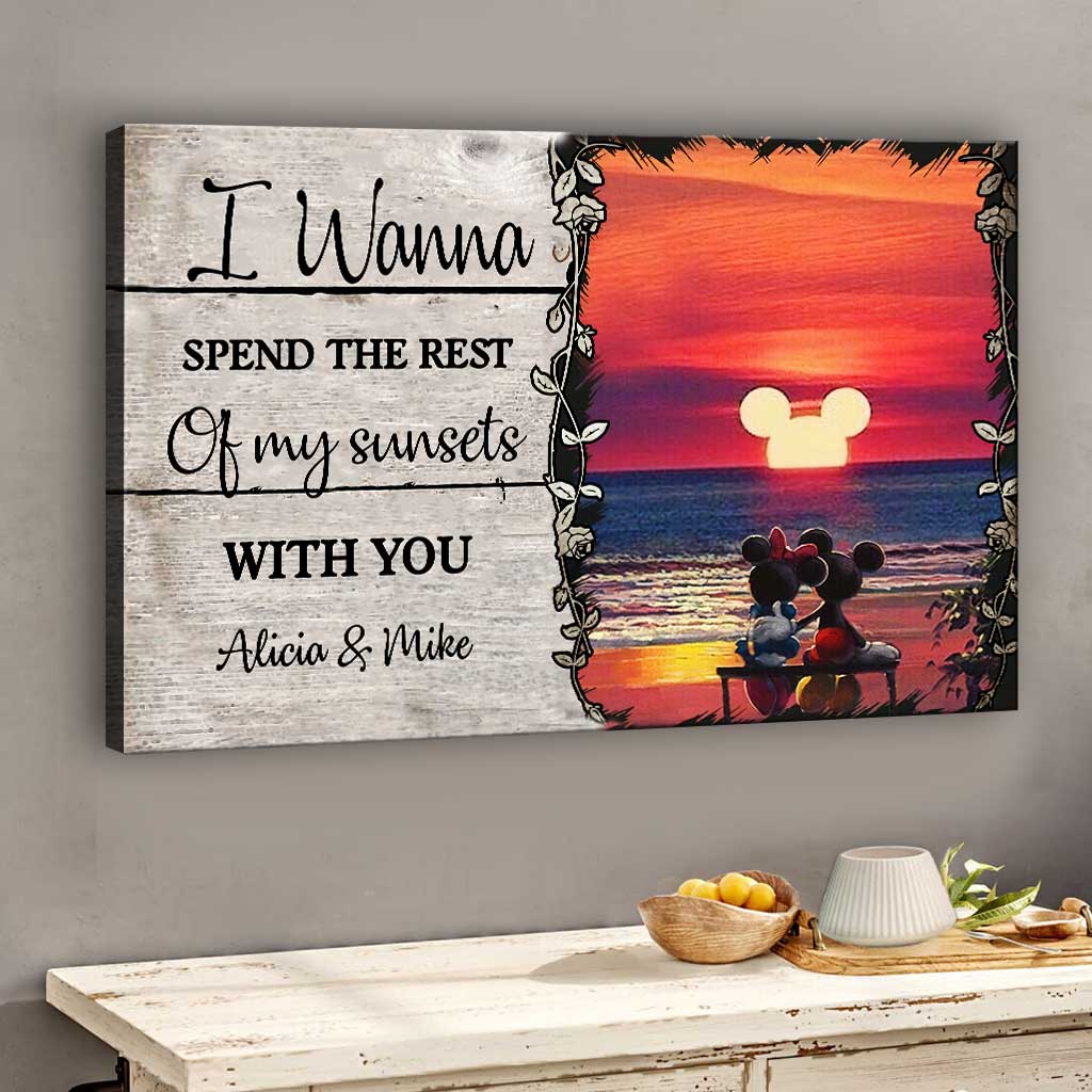 Personalized Sunset Canvas Poster Custom Name Couples Gift