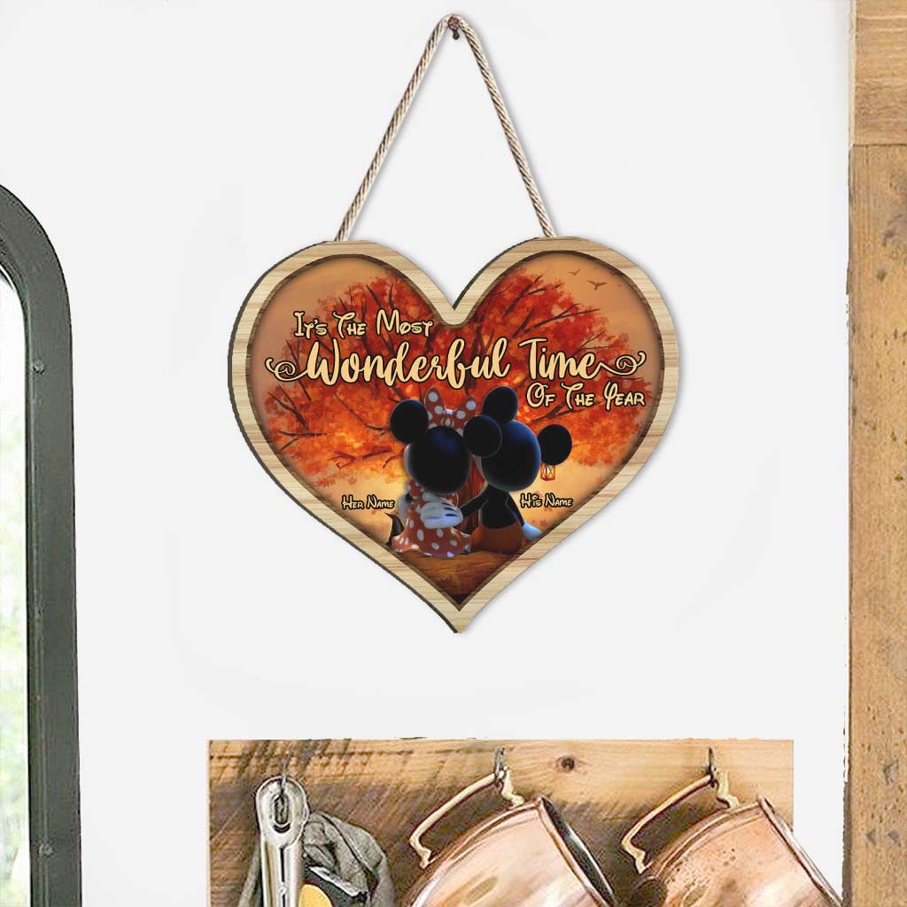 Personalized Fall Mouse Wood Sign Custom Name Gift for Couples