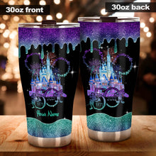 Load image into Gallery viewer, Personalized Glitter Tumbler with Disney Castle Design - 50th Anniversary Gift
