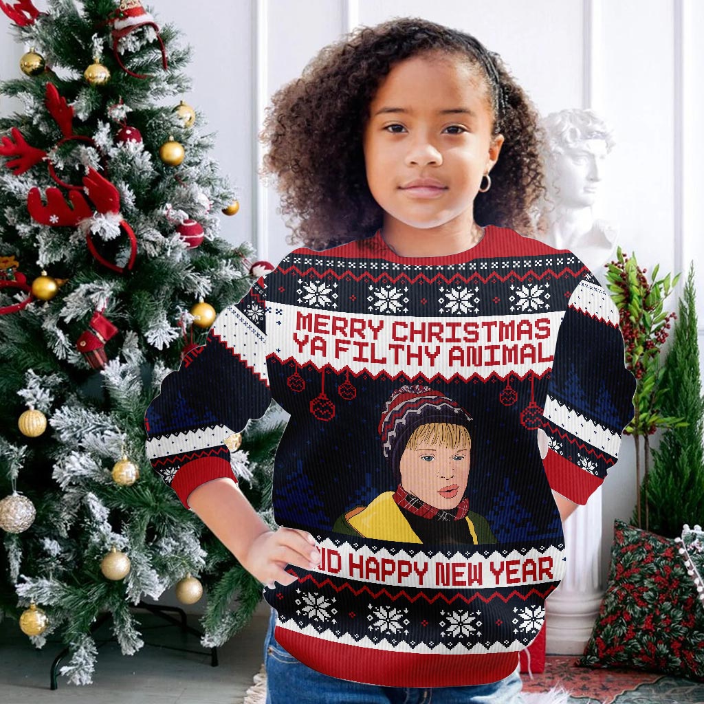 Personalized Merry Christmas Ya Filthy Animal Sweater - Custom Holiday Gift