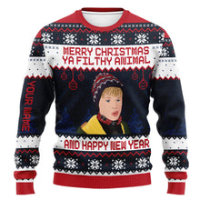 Load image into Gallery viewer, Personalized Merry Christmas Ya Filthy Animal Sweater - Custom Holiday Gift
