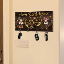 Load image into Gallery viewer, Personalized Home Sweet Home Key Rack with Metal Hooks for Couples
