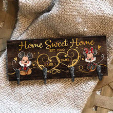 Load image into Gallery viewer, Personalized Home Sweet Home Key Rack with Metal Hooks for Couples

