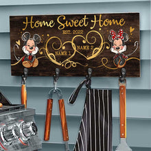 Load image into Gallery viewer, Personalized Home Sweet Home Key Rack with Metal Hooks for Couples
