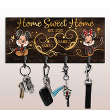 Load image into Gallery viewer, Personalized Home Sweet Home Key Rack with Metal Hooks for Couples
