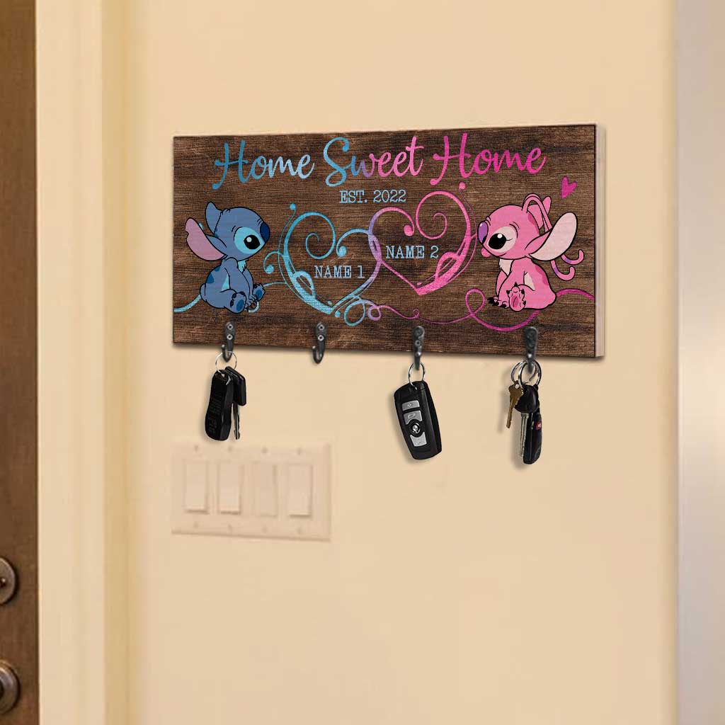 Personalized Rustic Key Rack with Names for Housewarming Gift