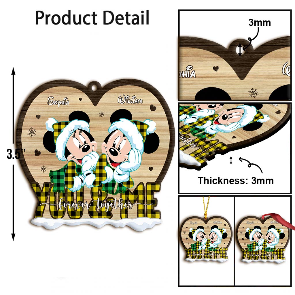 Personalized Heart-Shaped Christmas Ornament for Couples