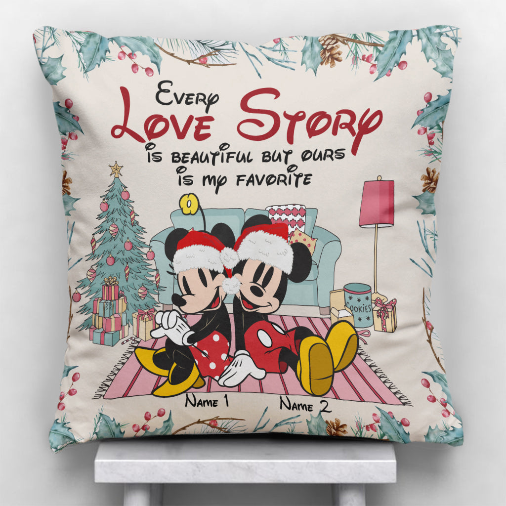 Personalized Christmas Mouse Throw Pillow with Custom Names
