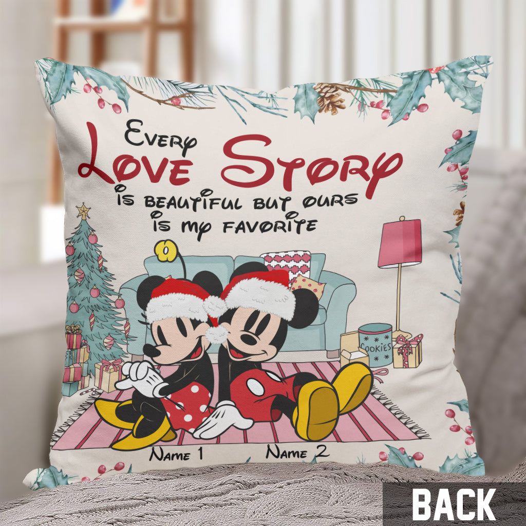 Personalized Christmas Mouse Throw Pillow with Custom Names