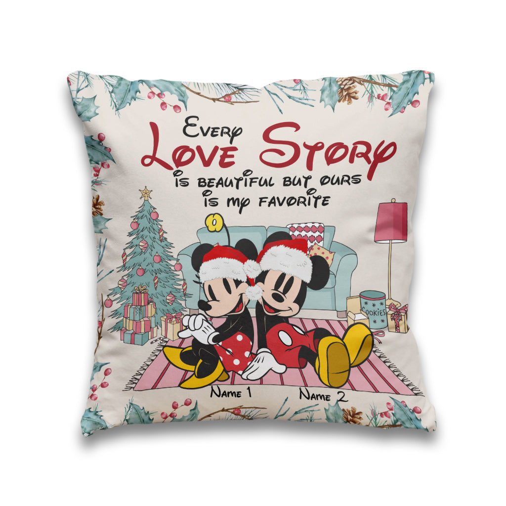 Personalized Christmas Mouse Throw Pillow with Custom Names