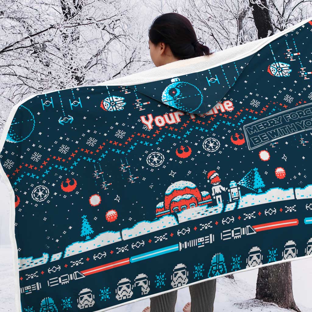 Personalized Hooded Blanket Merry Force Christmas Gift for Kids