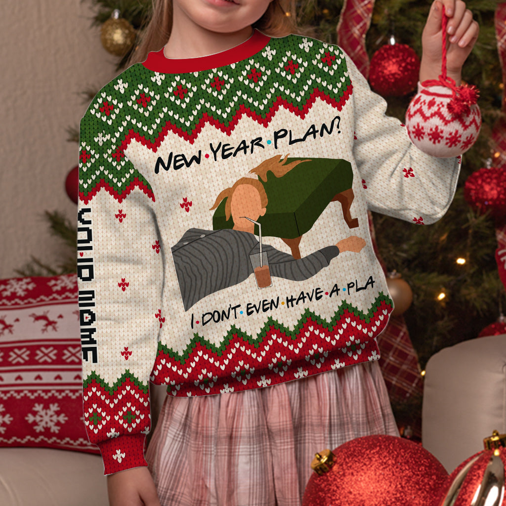 Personalized Christmas Sweater with Faux Wool Pattern Custom Name Gift