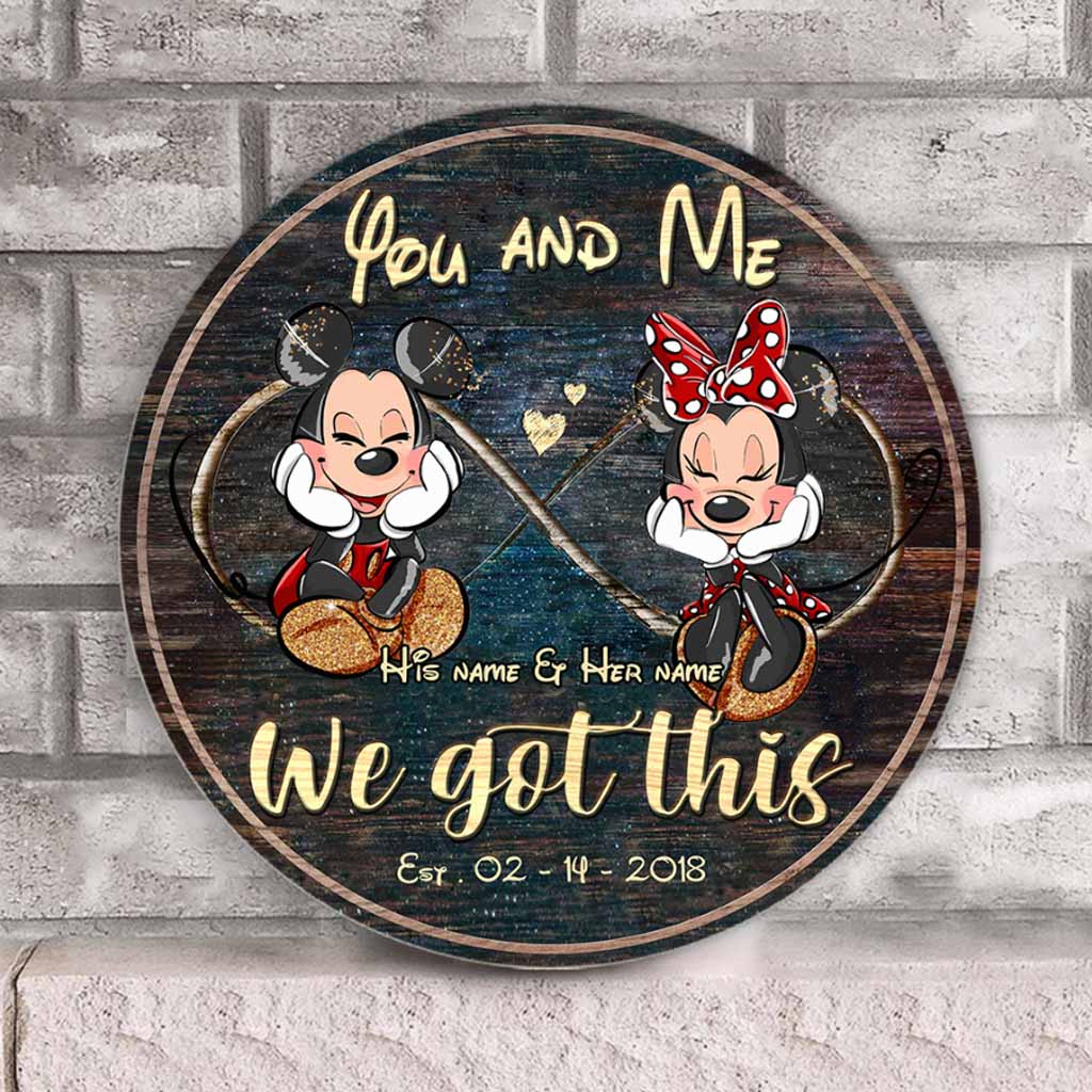 Personalized Couple Round Wood Sign Custom Name Gift for Anniversary