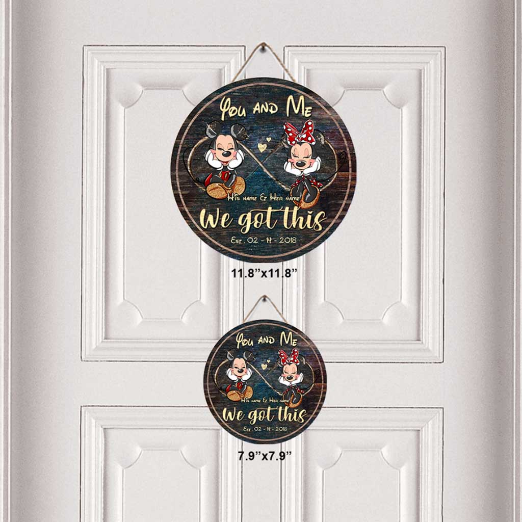 Personalized Couple Round Wood Sign Custom Name Gift for Anniversary
