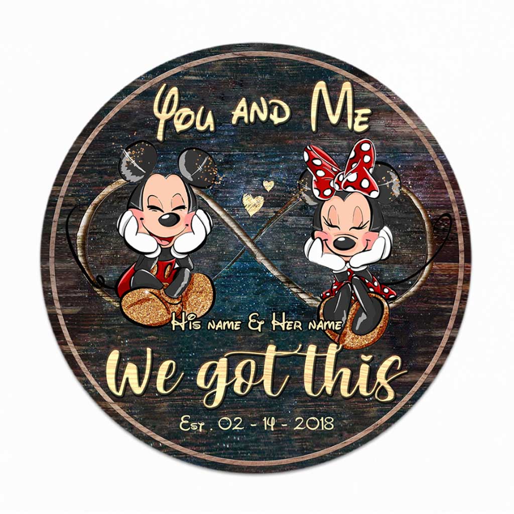 Personalized Couple Round Wood Sign Custom Name Gift for Anniversary