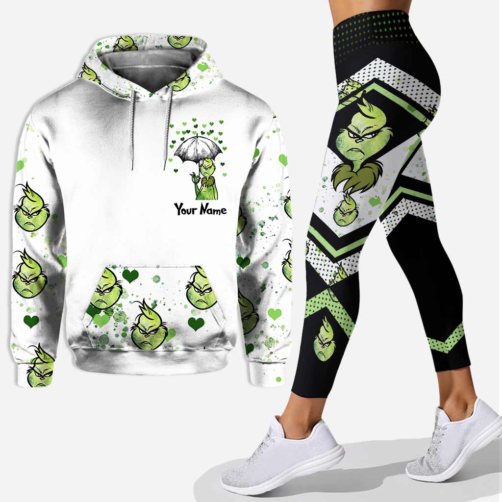 Personalized Grinch Hoodie and Leggings Set for Christmas Gift