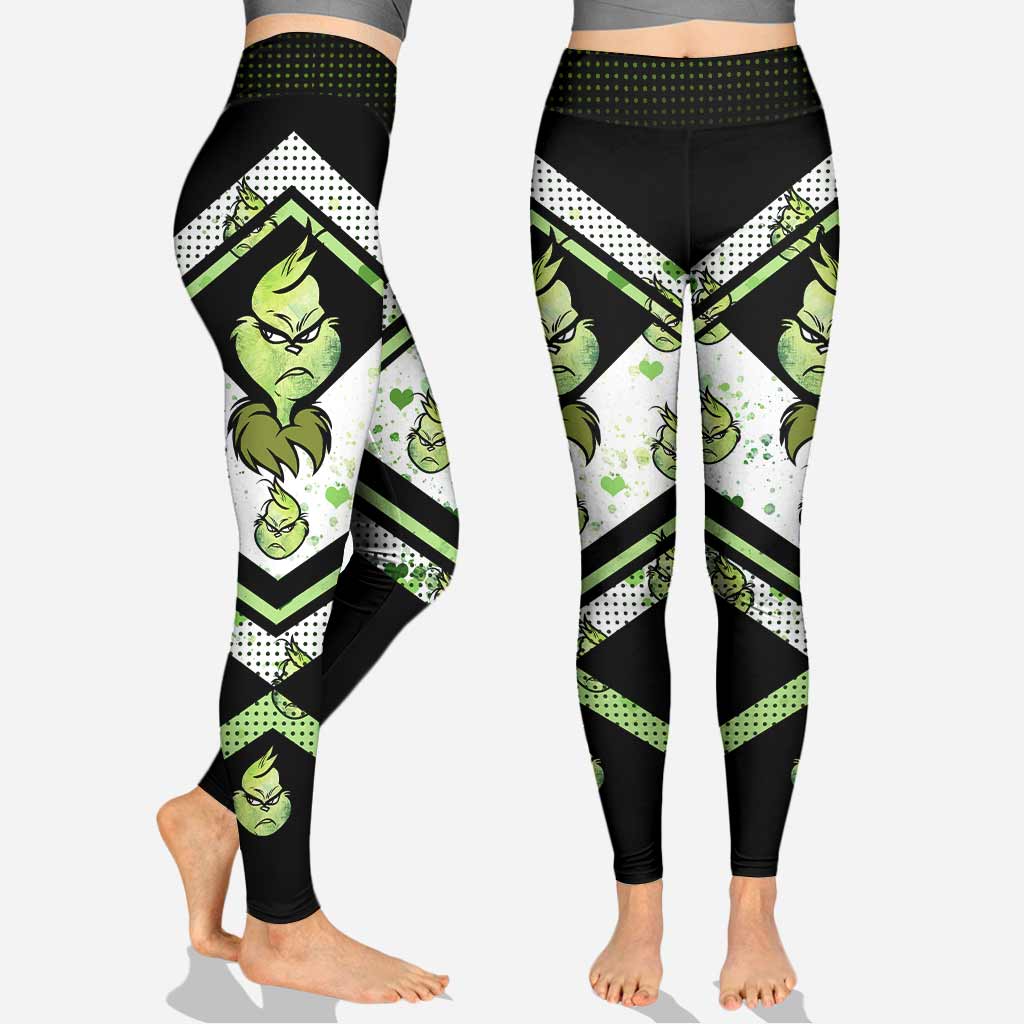 Personalized Grinch Hoodie and Leggings Set for Christmas Gift