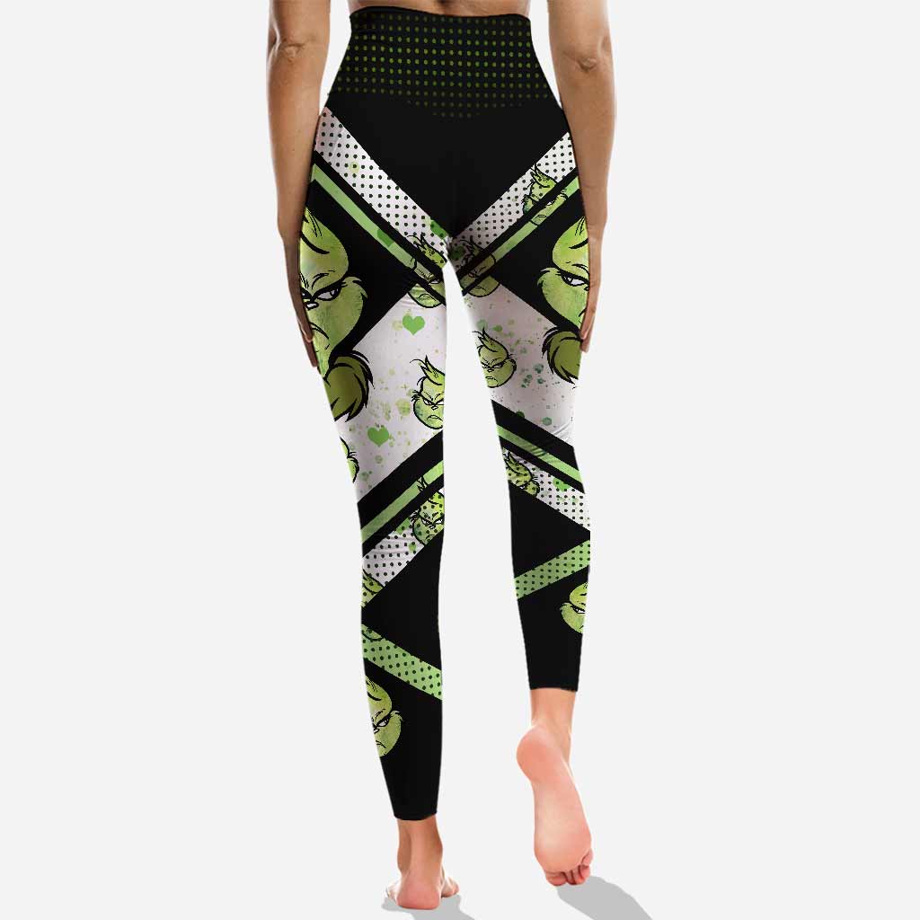 Personalized Grinch Hoodie and Leggings Set for Christmas Gift