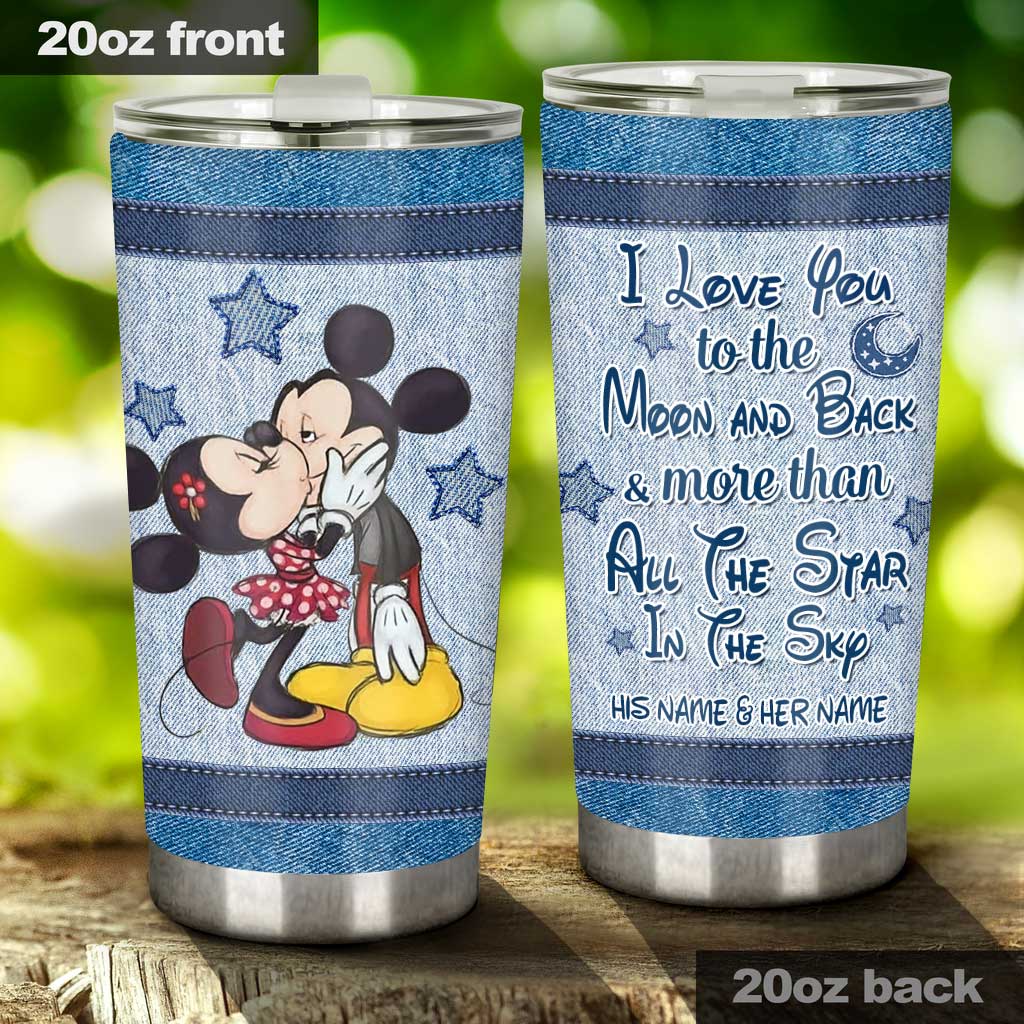 Personalized Couple Tumbler I Love You to the Moon Gift
