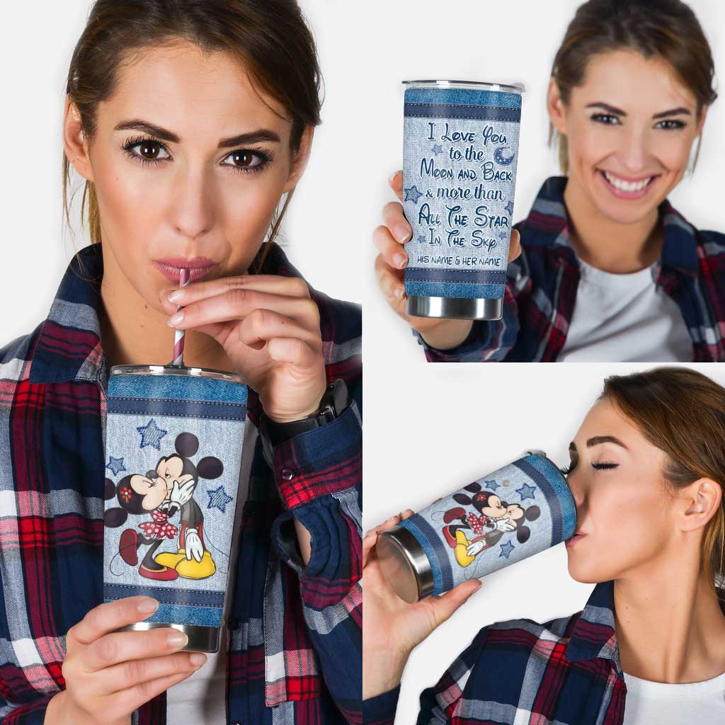 Personalized Couple Tumbler I Love You to the Moon Gift
