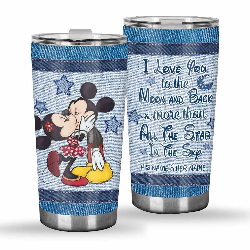 Personalized Couple Tumbler I Love You to the Moon Gift