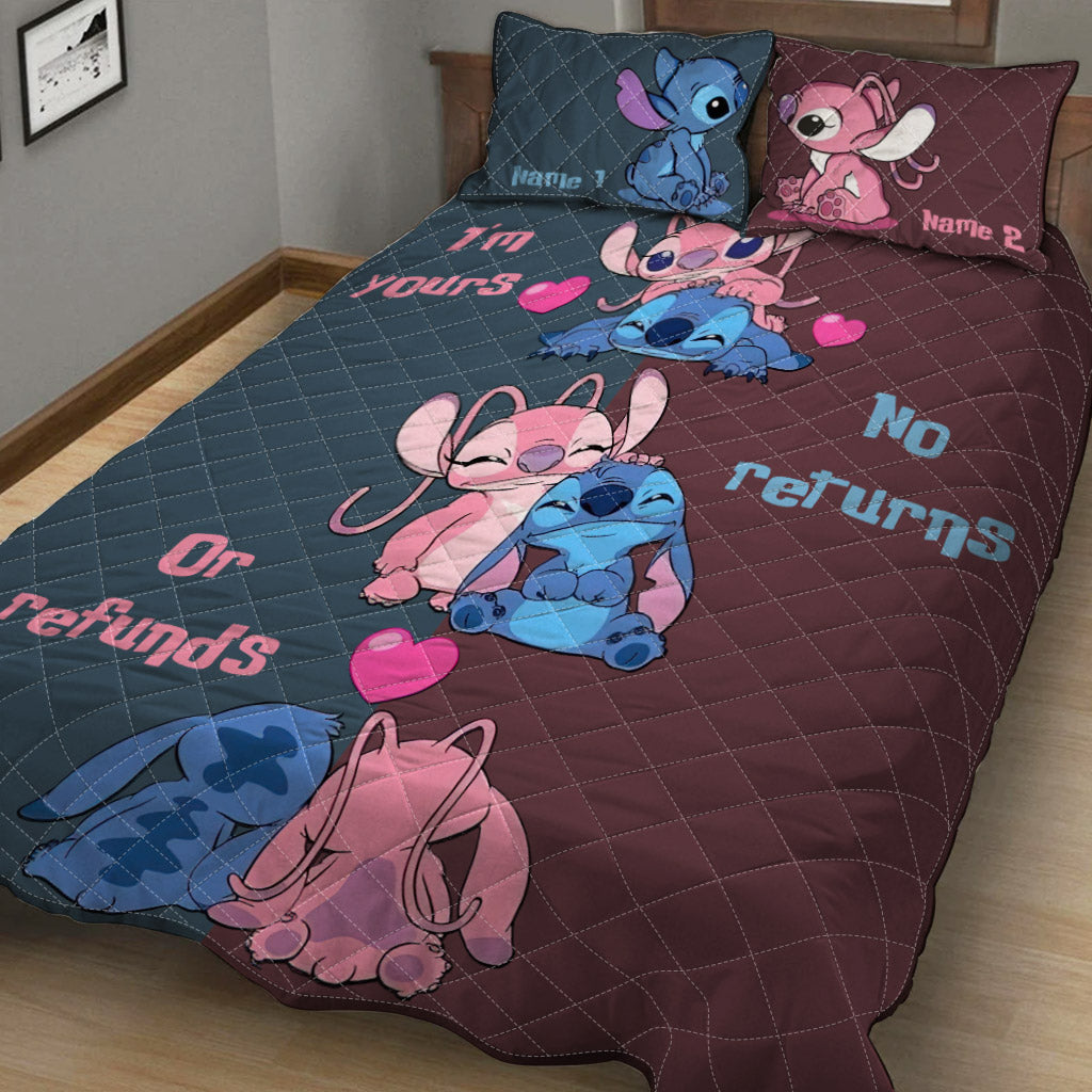 Personalized Couple Ohana Quilt Set Custom Names Gift for Anniversary