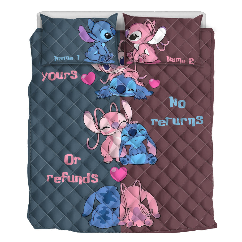 Personalized Couple Ohana Quilt Set Custom Names Gift for Anniversary