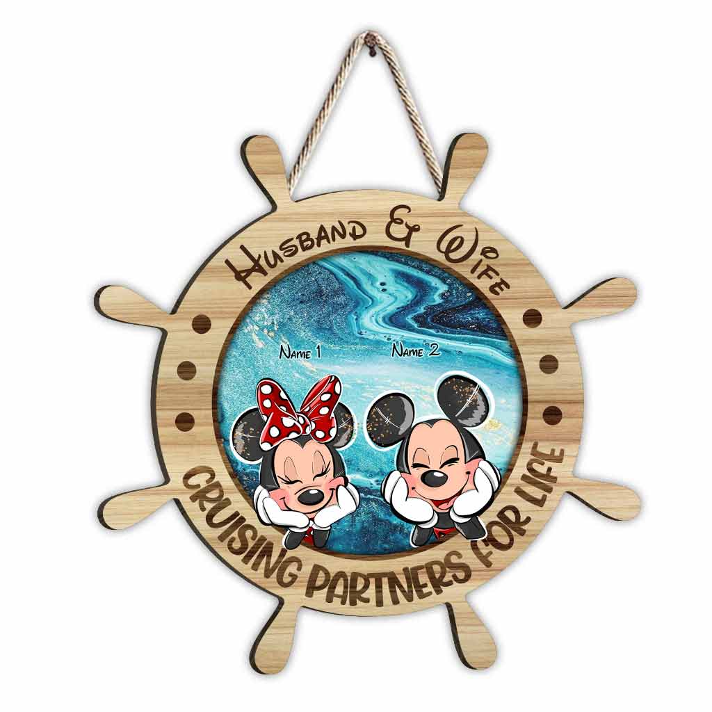Personalized Wood Sign with Names for Couples - Cruising Partners For Life Gift