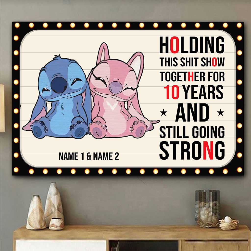 Personalized Couple Ohana Poster Custom Names 10 Years Gift