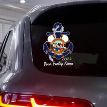 Load image into Gallery viewer, Personalized Cruising Decal with Family Name Anchor Design

