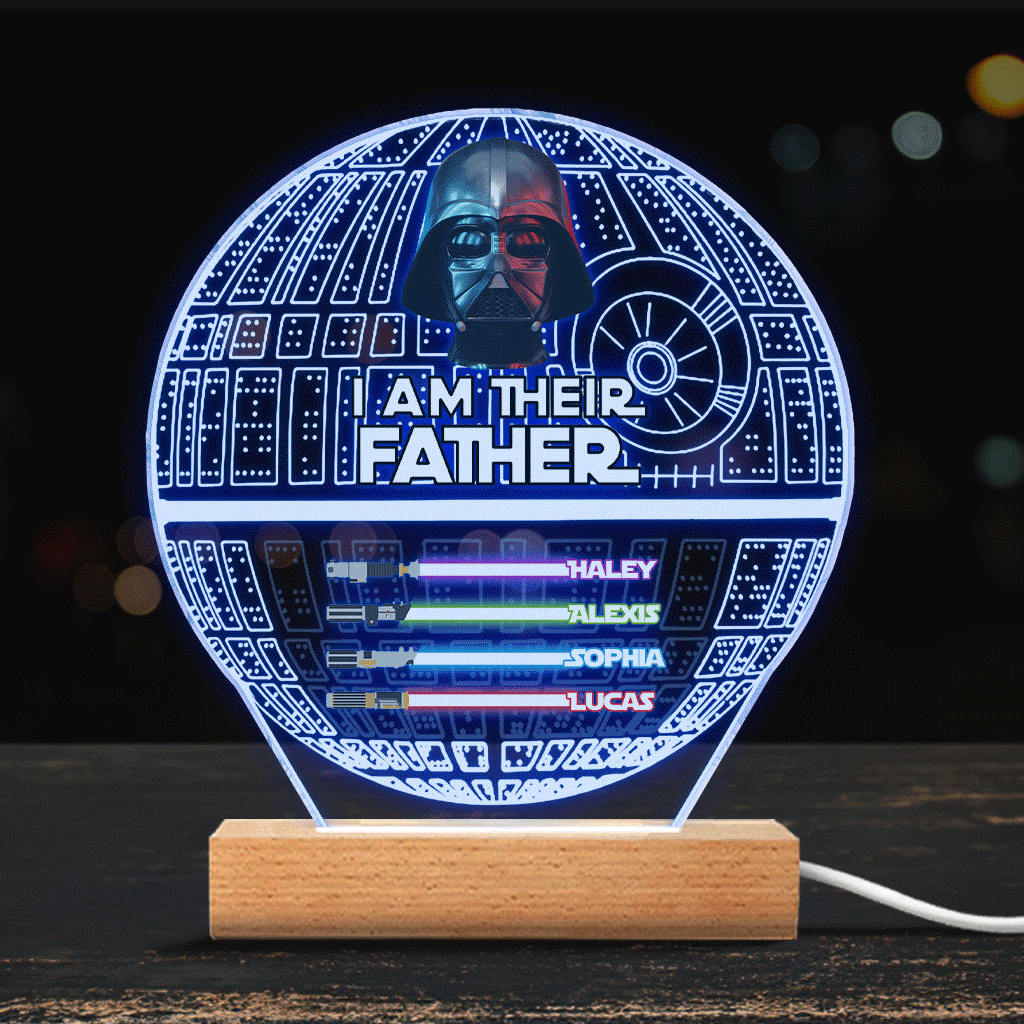 Personalized Star Wars Themed Acrylic Light Plaque Gift for Dad