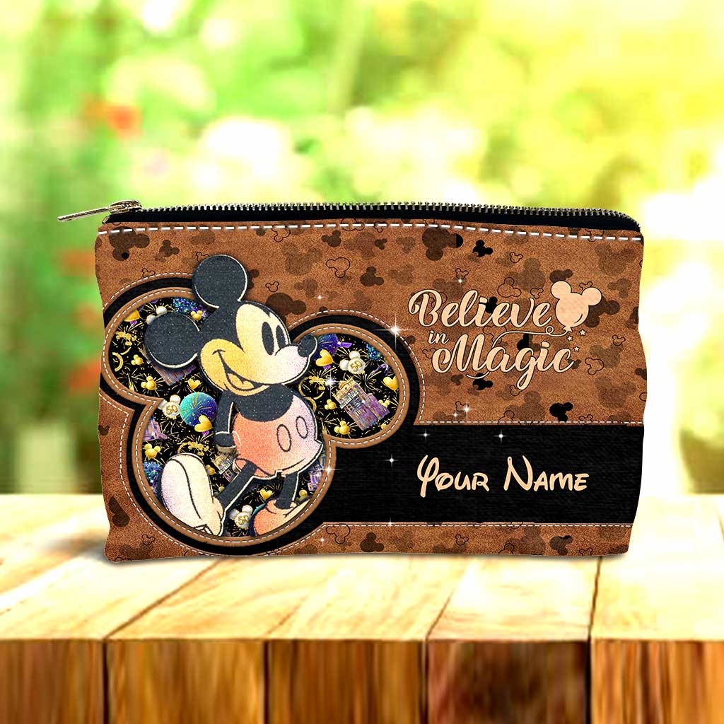 Personalized Mouse Pouch with Leather Pattern Print Gift for Girls