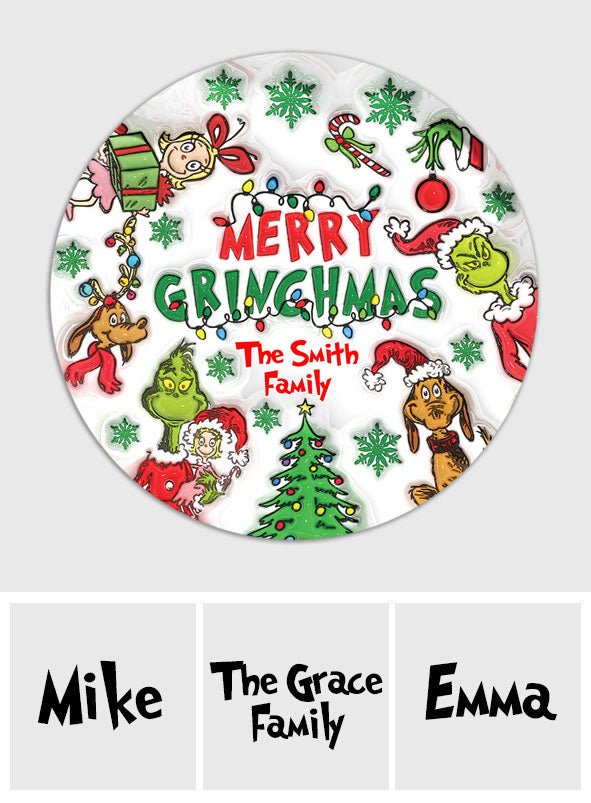 Personalized Merry Grinchmas Round Rug Custom Family Name Christmas Gift