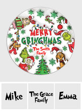 Load image into Gallery viewer, Personalized Merry Grinchmas Round Rug Custom Family Name Christmas Gift
