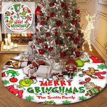 Load image into Gallery viewer, Personalized Merry Grinchmas Christmas Tree Skirt Custom Design
