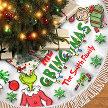 Load image into Gallery viewer, Personalized Merry Grinchmas Christmas Tree Skirt Custom Design

