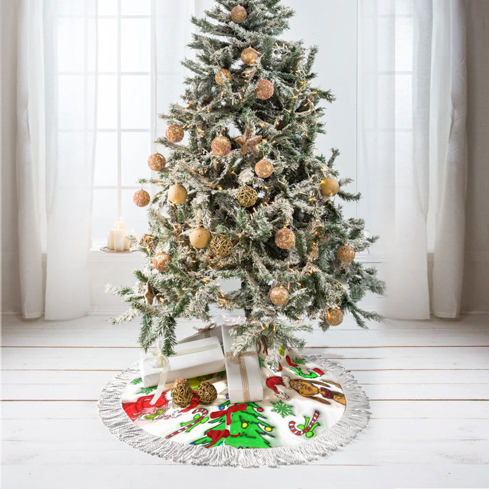 Personalized Merry Grinchmas Christmas Tree Skirt Custom Design