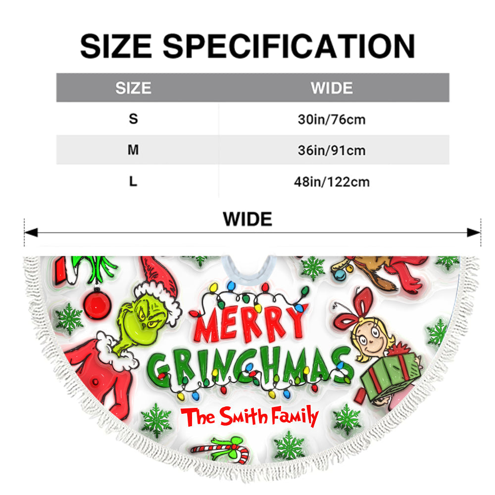 Personalized Merry Grinchmas Christmas Tree Skirt Custom Design