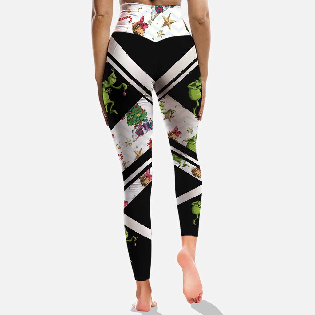 Personalized Christmas Hoodie and Leggings with Grinch Design