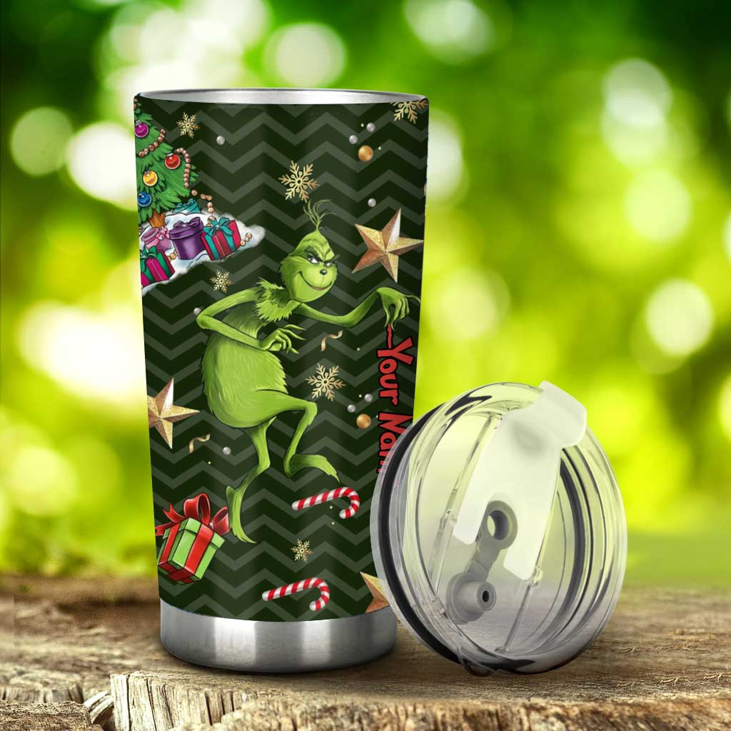 Personalized Grinch Christmas Tumbler Custom Name Holiday Gift