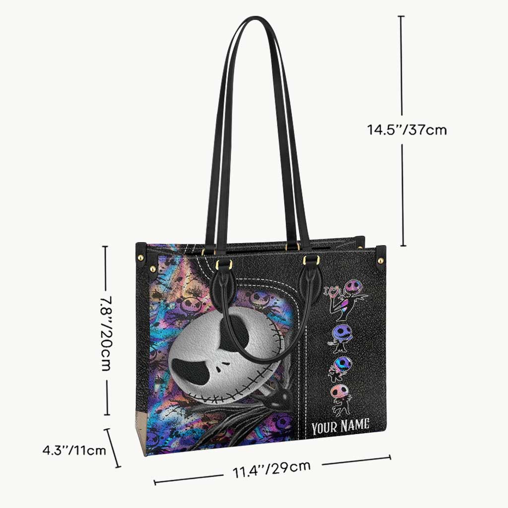 Personalized Leather Handbag with Nightmare Design for Women