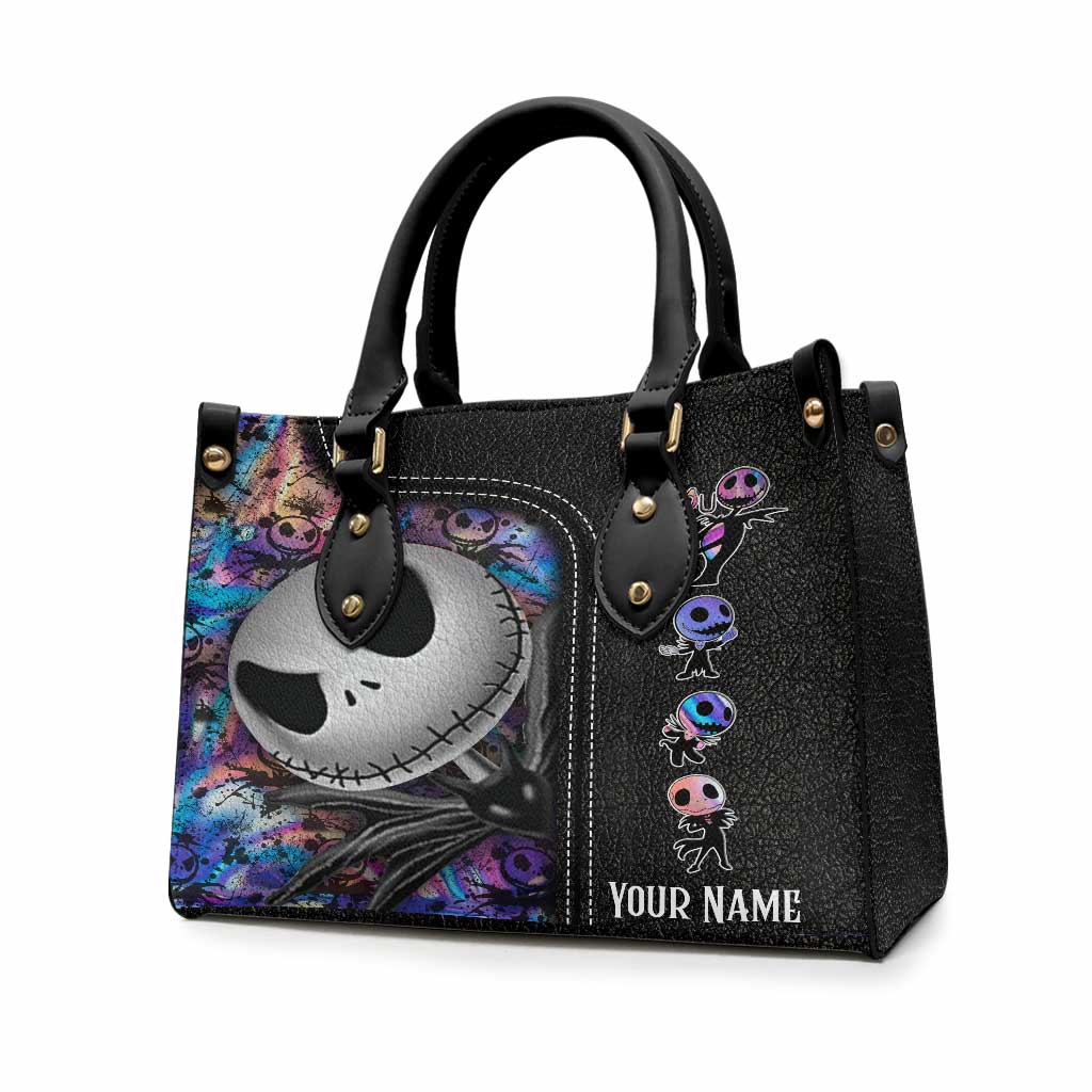 Personalized Leather Handbag with Nightmare Design for Women