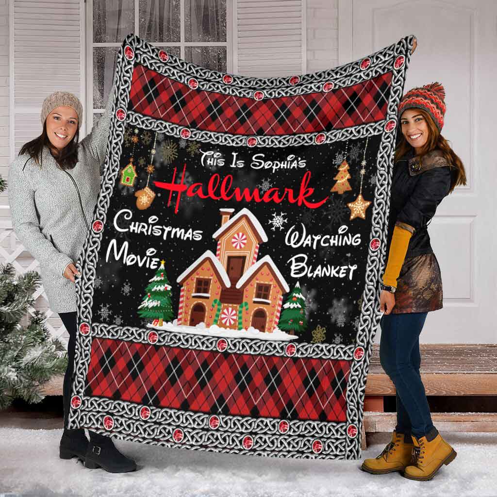 Personalized Christmas Movie Watching Blanket Custom Name Gift