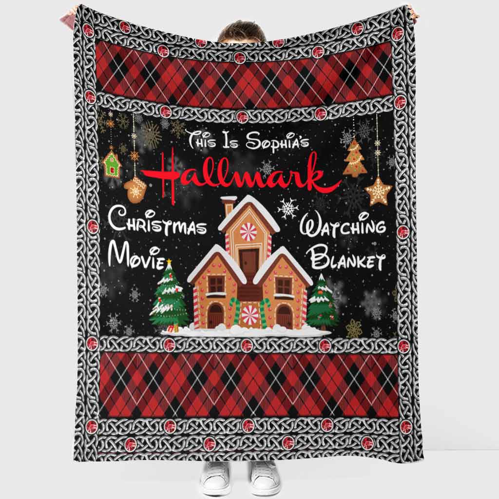 Personalized Christmas Movie Watching Blanket Custom Name Gift