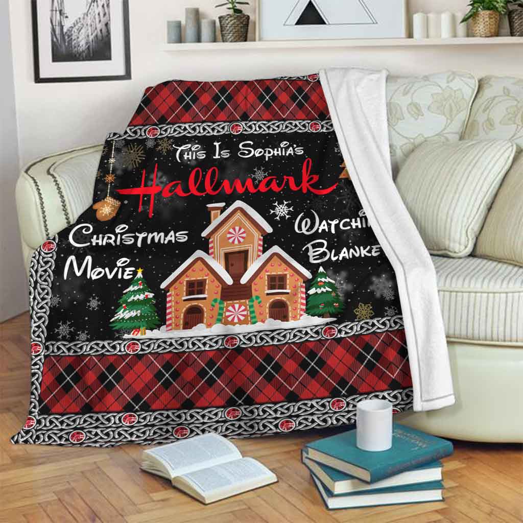 Personalized Christmas Movie Watching Blanket Custom Name Gift